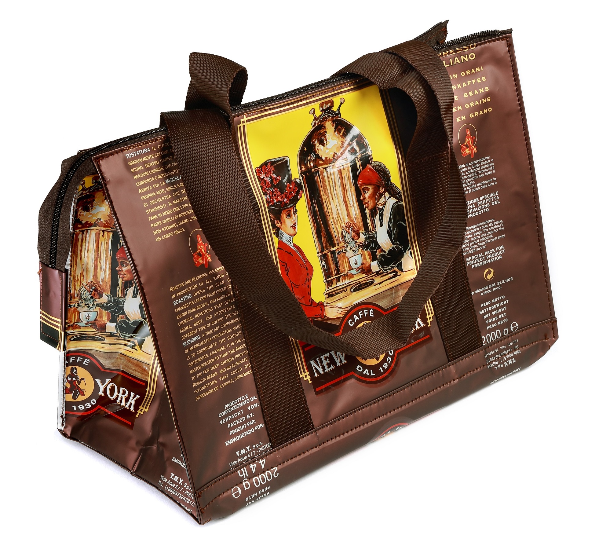 caff-new-york-tasche-aus-kaffeebeutel-braune-henkel-upcycling image 1